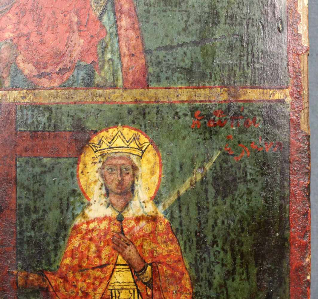 IKONE. Wohl noch 18. Jahrhundert. Wohl Maria mit Jesus. Joachim und Anna. 31 cm x 24 cm. Gemälde. - Image 4 of 6