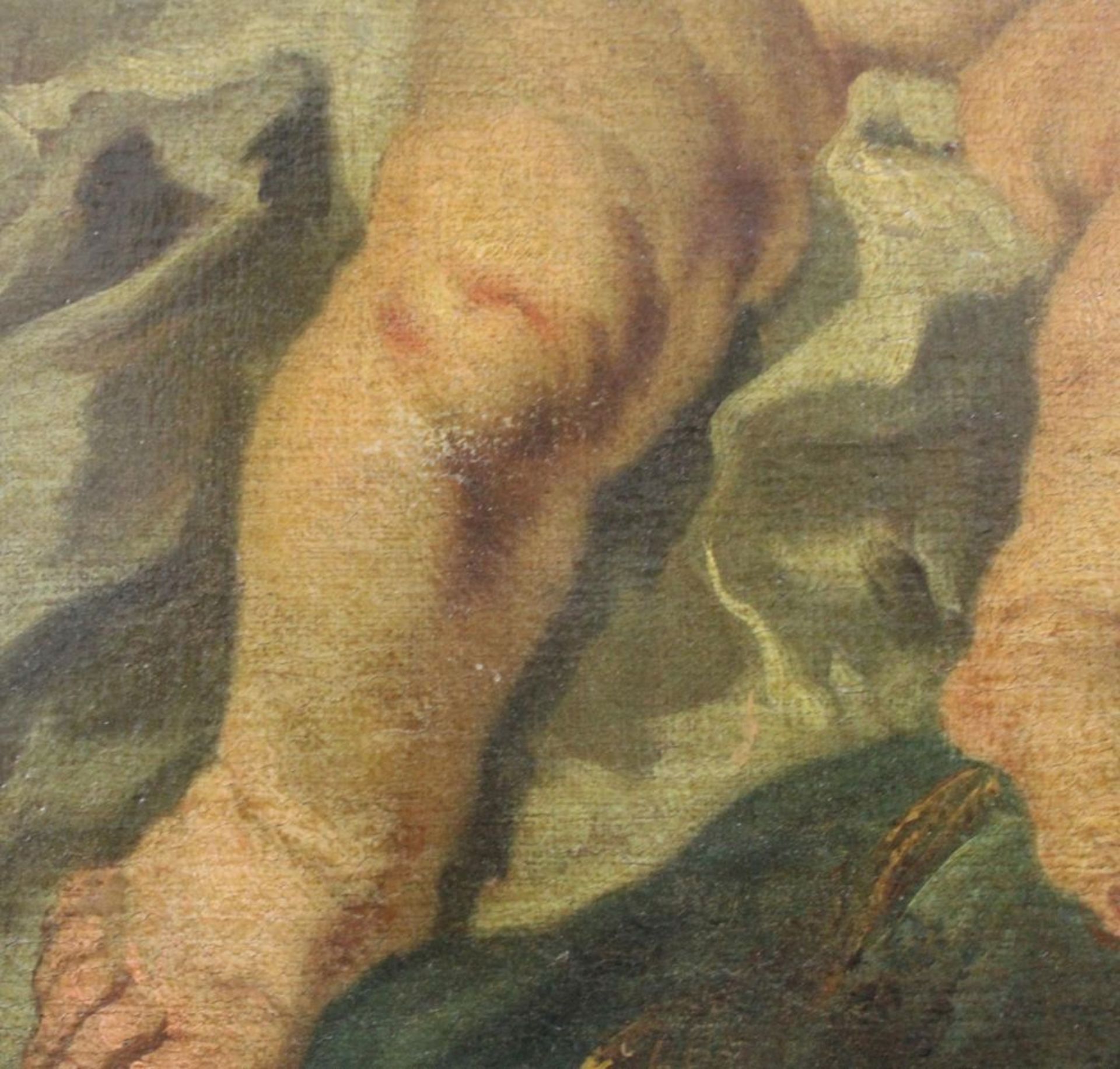 UNSIGNIERT (XVIII). Josef mit Jesuskind. Putti im Himmel. 91 cm x 73 cm. Gemälde. Öl auf Leinwand - Image 5 of 5