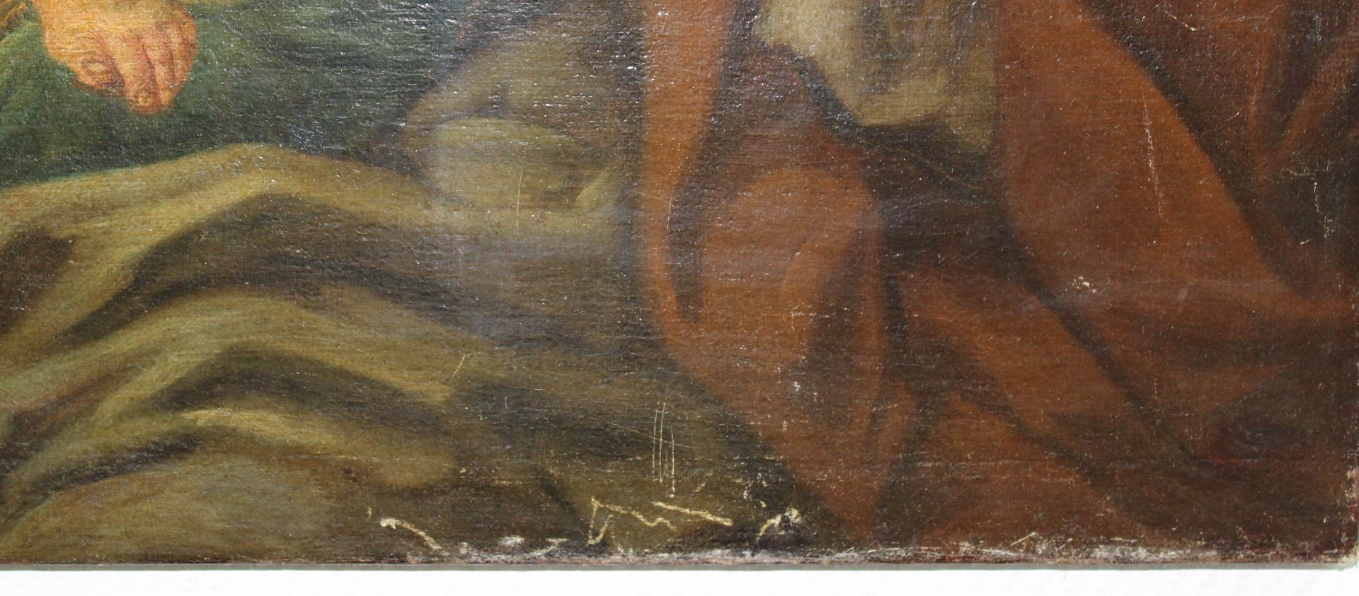 UNSIGNIERT (XVIII). Josef mit Jesuskind. Putti im Himmel. 91 cm x 73 cm. Gemälde. Öl auf Leinwand - Image 2 of 5