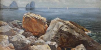 Michele FEDERICO (1884 - 1966). "Capri" 1914. 12 cm x 23 cm. Gemälde, Öl auf Tafel. Links unten