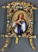 Porzellanbild, Bildplatte. Maria Magdalena. 19. Jahrhundert. 39 mm x 32 mm das ovale Gemälde.