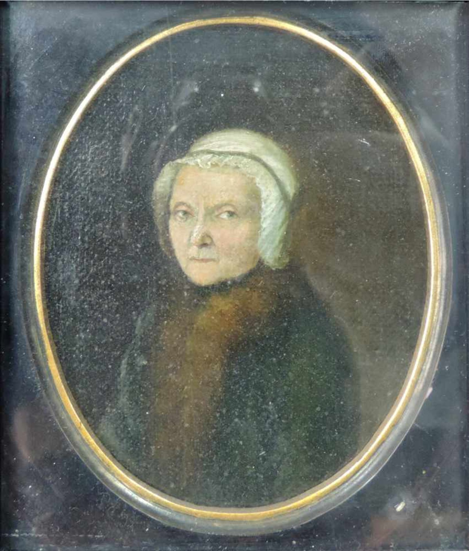 PORTRAITIST (XIX). Porträts zweier Damen. Miniaturen. Je 10,5 cm x 8,5 cm oval. Unsigniert. Eines - Bild 2 aus 7