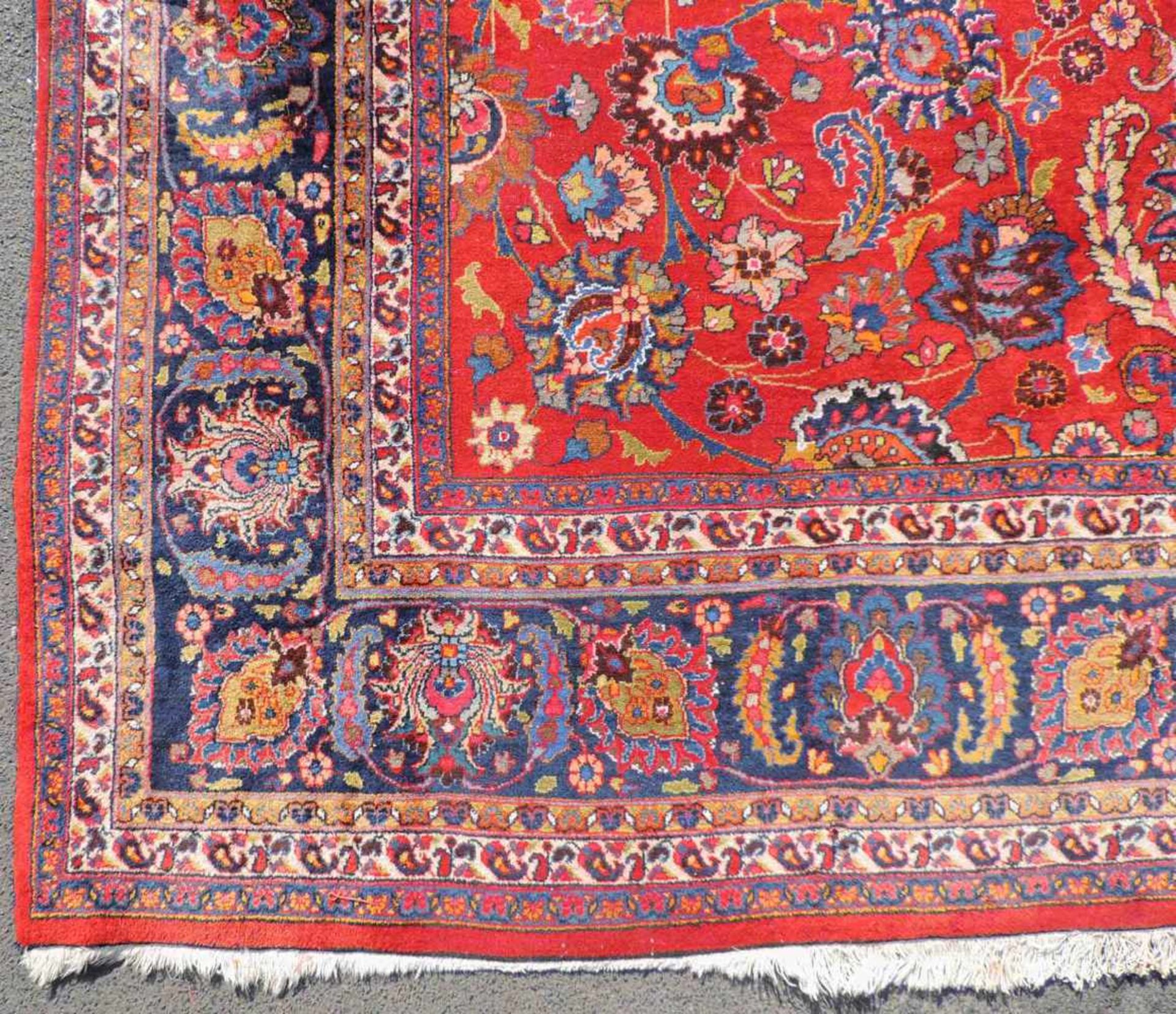 Mesched Perserteppich. Iran. Durchgemustert. 418 cm x 310 cm. Orientteppich. Handgeknüpft. Wolle auf - Bild 9 aus 16