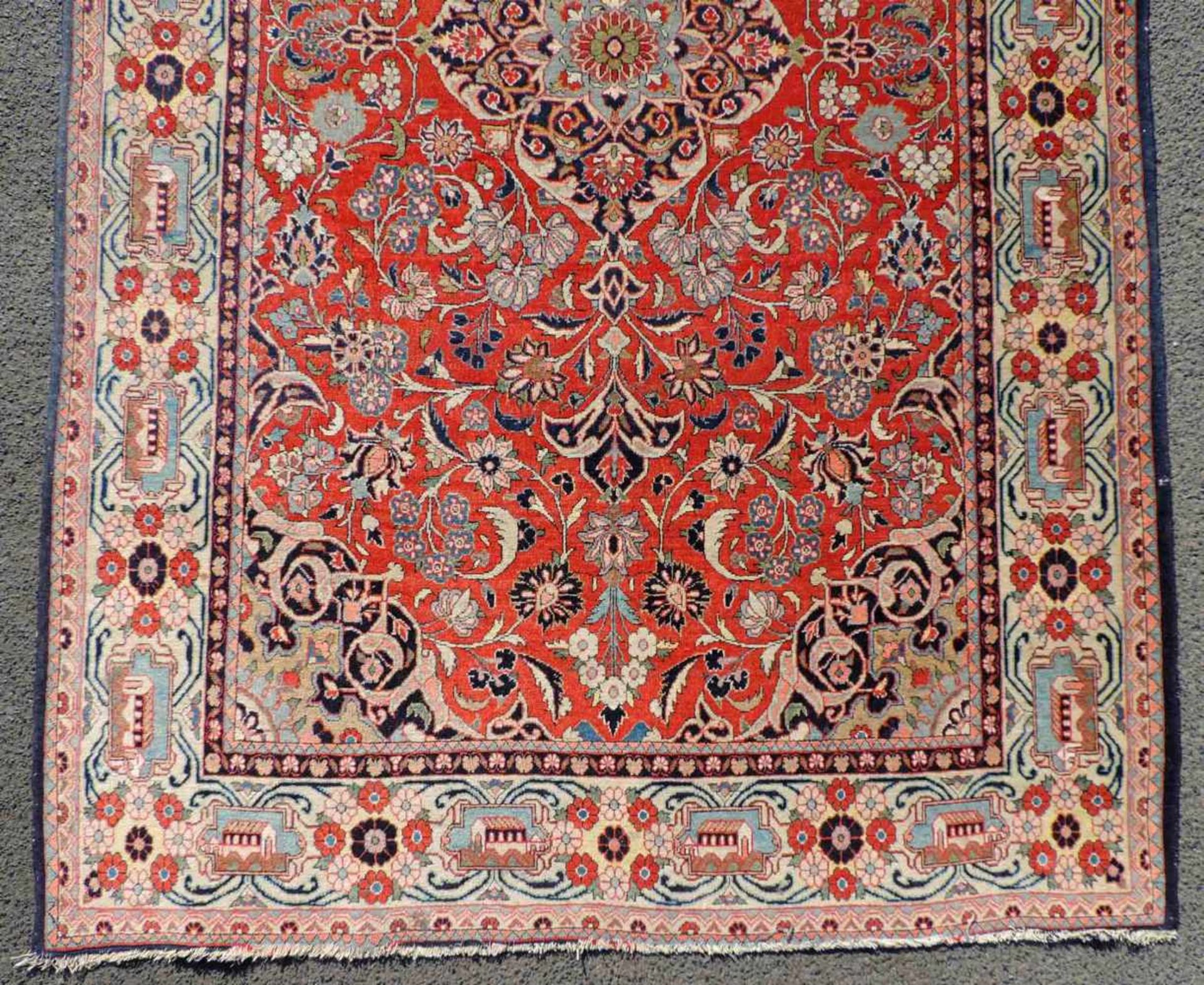 Keschan Perserteppich. Dosar. Iran, alt um 1930. 205 cm x 130 cm. Handgeknüpft. Korkwolle auf - Bild 2 aus 8