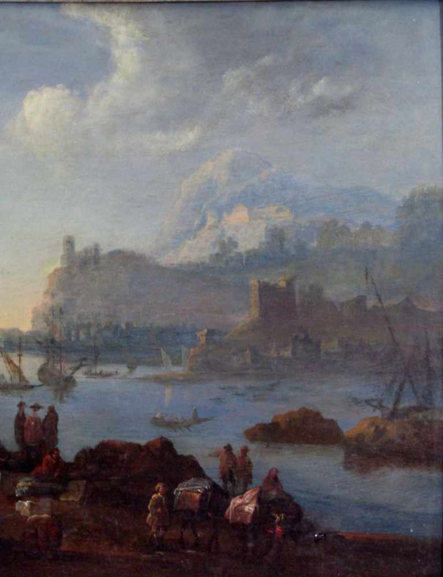 Herman SAFTLEVEN (1609 - 1685). Weite romantische Rheinlandschaft mit Händlern, 1648 41 cm x 51 - Image 6 of 7