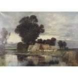 Karl HEFFNER (1849 - 1925). Flusslandschaft. 71 cm x 101 cm. Gemälde, Öl auf Leinwand. Signiert.