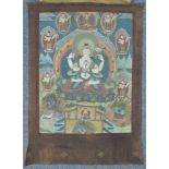 Tanka. Avalokiteshavara (Chenrezig). 60 cm x 45 cm das Gemälde. Tibet. Wohl alt. Thangka.