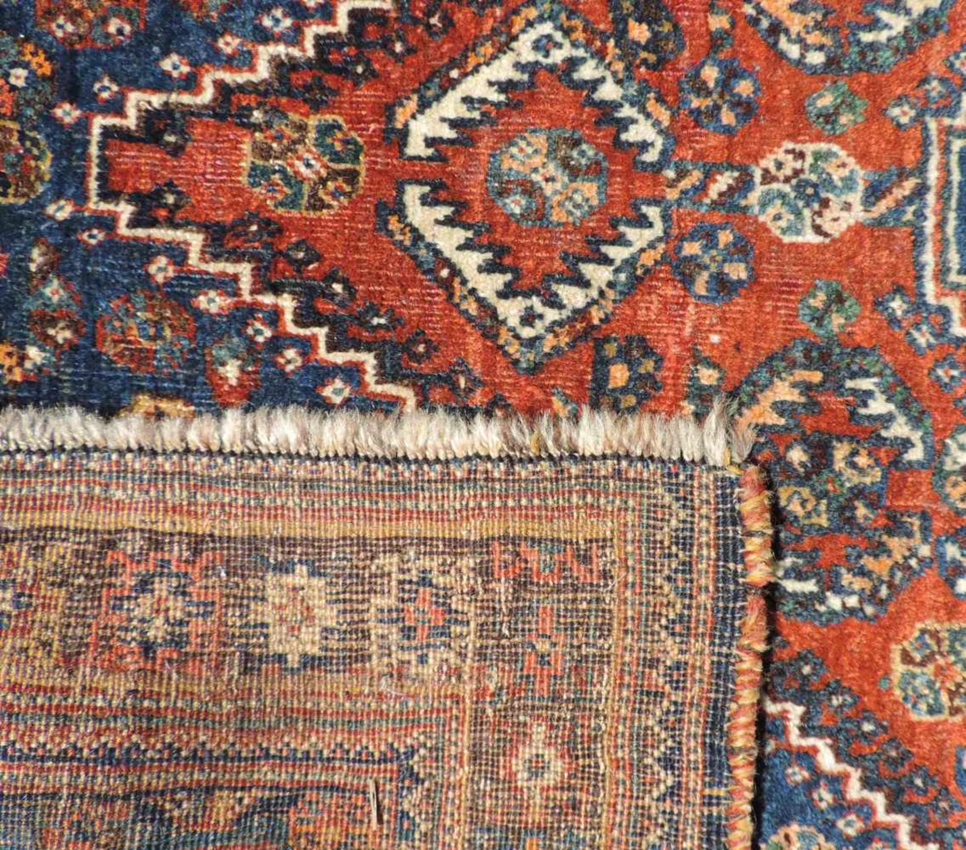 Kaschkai Perserteppich. Iran. Alt, um 1930. 127 cm x 118 cm. Orientteppich. Handgeknüpft. Wolle - Bild 6 aus 6