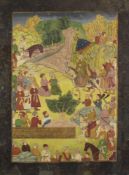 Gemälde, Gouache, wohl Mughal Indien, 19. Jahrhundert. 85 cm x 61 cm. Rahmen ist nicht Teil der