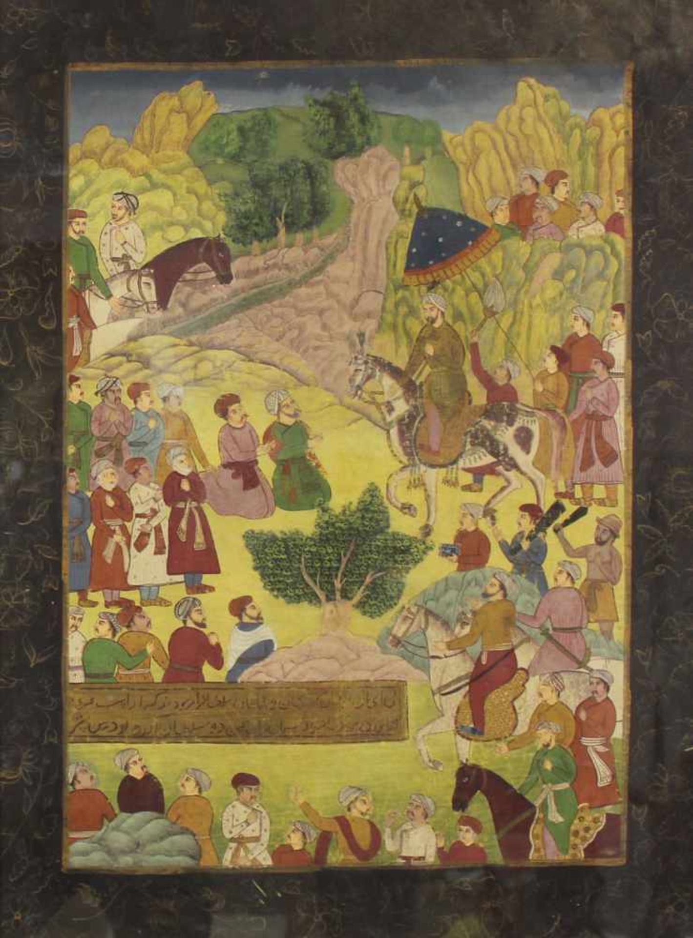 Gemälde, Gouache, wohl Mughal Indien, 19. Jahrhundert. 85 cm x 61 cm. Rahmen ist nicht Teil der