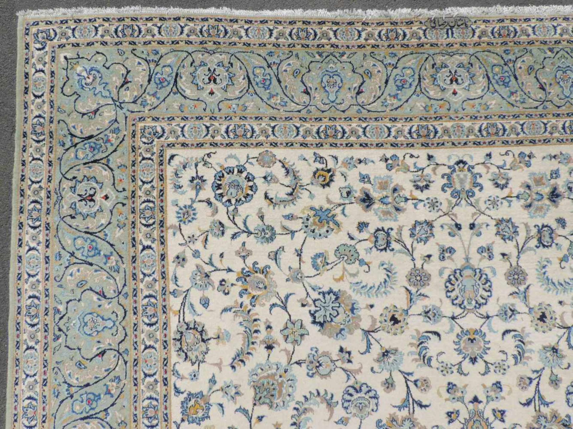 Keschan, Perserteppich, Iran. Signiert. 430 cm x 308 cm. Orientteppich. Handgeknüpft. Wolle auf - Bild 8 aus 10