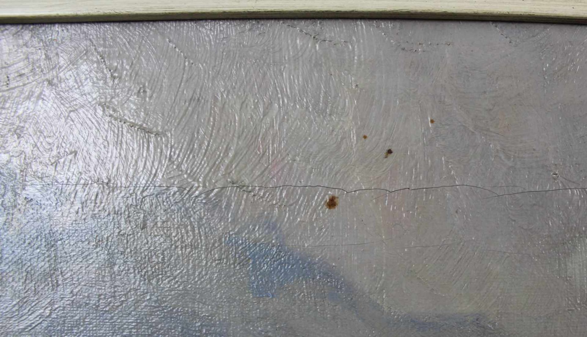 UNDEUTLICH SIGNIERT (XX). Plattbodenschiff frühes 20. Jahrhundert. 60 cm x 80 cm. Gemälde, Öl auf - Image 8 of 10