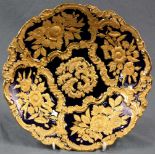 Meissen Prunkteller. Kobaltblau mit Gold. 30,5 cm Durchmesser. Porzellan. Meissen ceremonial