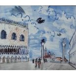 Raoul DUFY (1877 - 1953). Venise. Lithographie? 24 cm x 33 cm im Ausschnitt. Verso Aufkleber "Karl