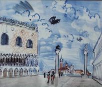 Raoul DUFY (1877 - 1953). Venise. Lithographie? 24 cm x 33 cm im Ausschnitt. Verso Aufkleber "Karl