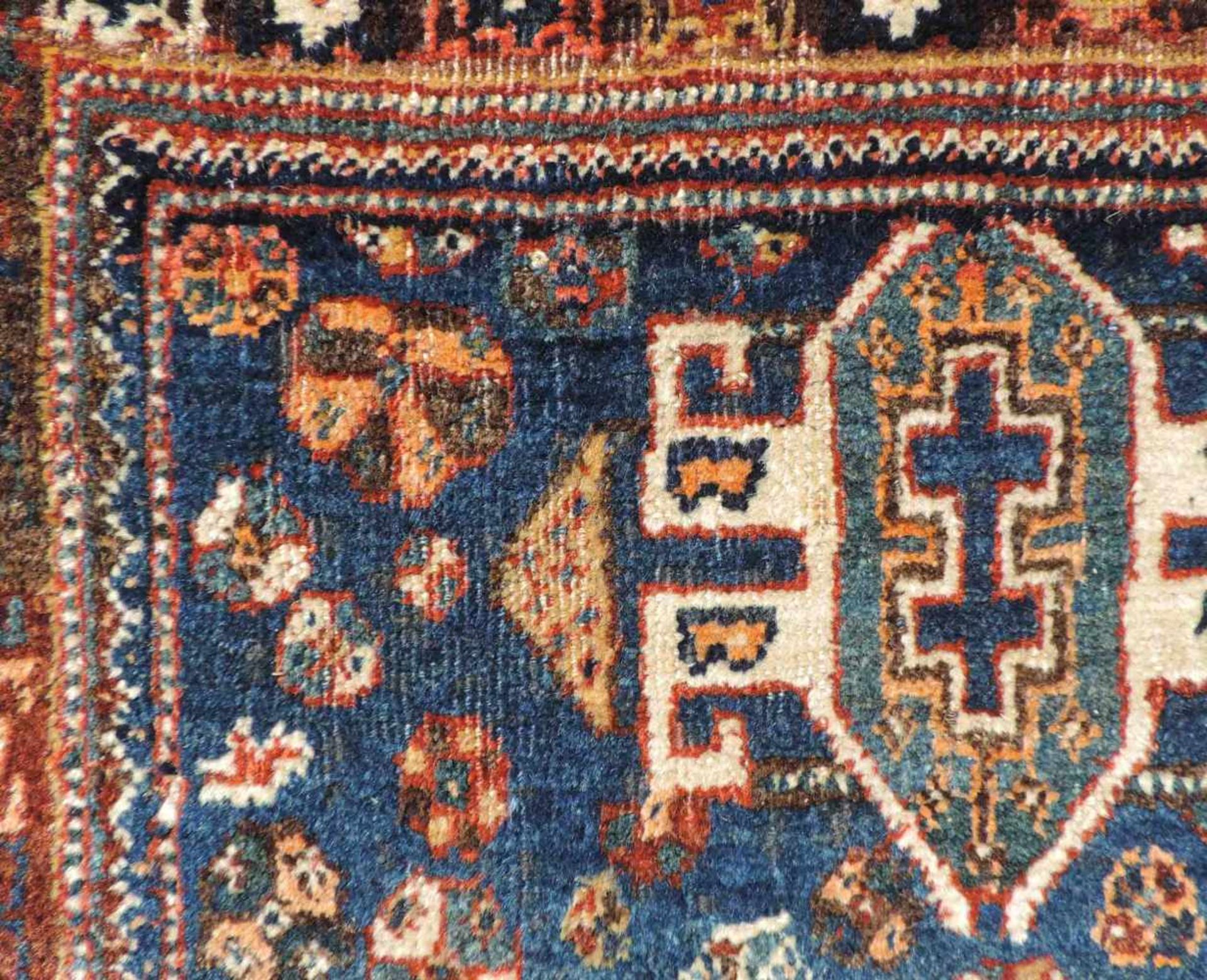 Kaschkai Perserteppich. Iran. Alt, um 1930. 127 cm x 118 cm. Orientteppich. Handgeknüpft. Wolle - Bild 5 aus 6