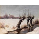 H. BAAKES (XX). Winterlicher Flusslauf. 25,5 cm x 35 cm. Gemälde, Öl auf Platte. Darmstädter