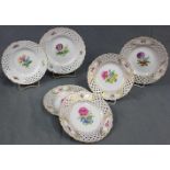 6 Durchbruch - Teller, Meissen Porzellan. Bis 21 cm Durchmesser. 6 Breakthrough - Plates, Meissen