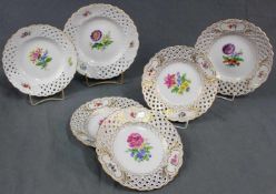 6 Durchbruch - Teller, Meissen Porzellan. Bis 21 cm Durchmesser. 6 Breakthrough - Plates, Meissen