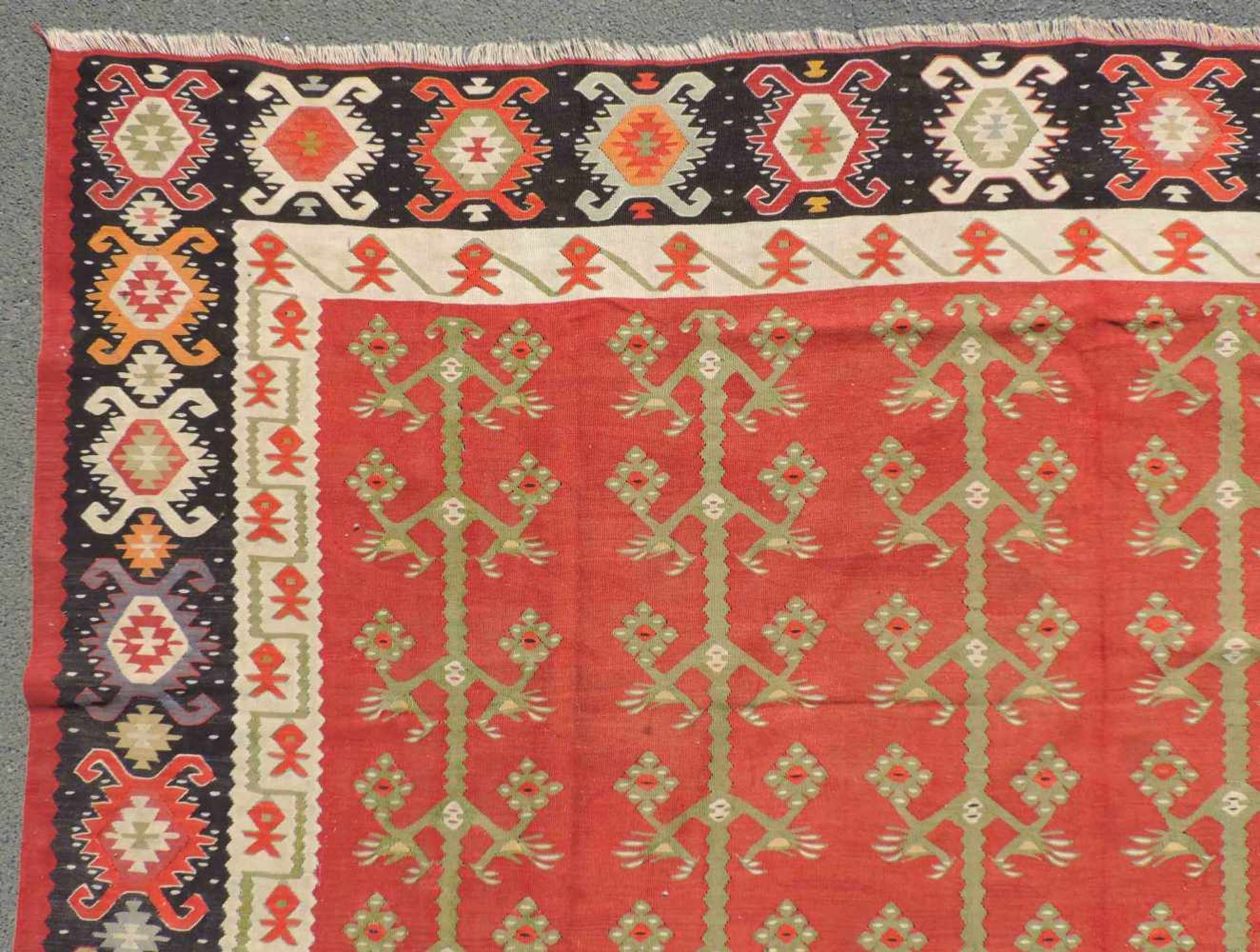 Scharkoy Kelim Teppich. Bessarabien. Alt. Um 1930. 331 cm x 275 cm. Orientteppich. Handgewebt. Wolle - Bild 9 aus 11