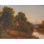 Robert Robin FENSON (1880 - 1920). Brücke über einen Fluss. 22,6 cm x 30 cm. Gemälde, Öl auf
