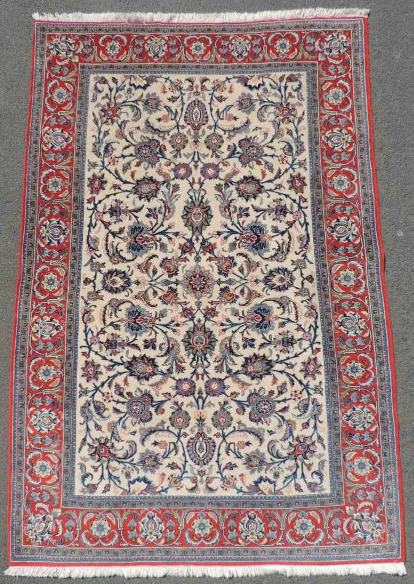 Ghom Perserteppich. Iran. Feine Knüpfung. 213 cm x 144 cm. Orientteppich. Handgeknüpft. Wolle auf