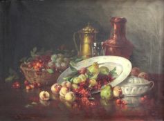 Anton RAUFER-REDWITZ (1871 - 1965). Früchtestillleben. 74 cm x 100 cm. Gemälde, Öl auf Leinwand.