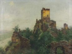 Eduard DAELEN (1848 - 1923). "Ruine Sternberg am Rhein bei Borhofen". 51 cm x 32 cm. Gemälde, Öl auf