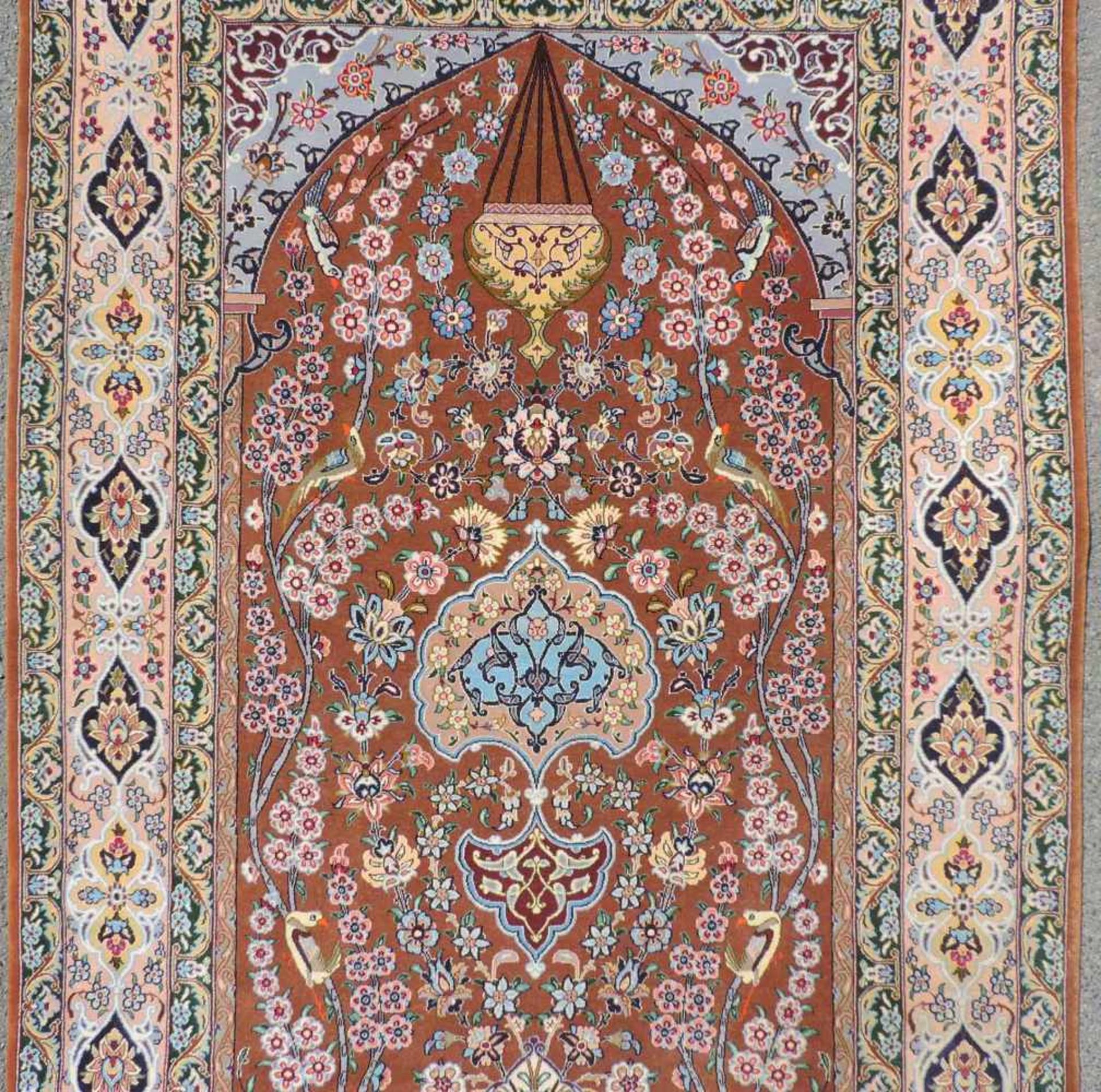 Isfahan Gebetsteppich signiert "Ali Maleki". Persien, Iran. Selten feine Knüpfung. 172 cm x 108 - Bild 3 aus 7