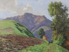 IMPRESSIONIST (XX). Berg im Sommer 1918. 66 cm x 86 cm. Gemälde, Öl auf Leinwand. Rechts unten