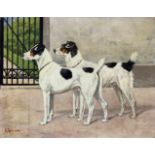 Alois GREINER (XIX - XX). Parson Terrier. 31 cm x 40 cm. Gemälde, Öl auf Leinwand. Links unten
