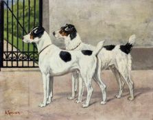 Alois GREINER (XIX - XX). Parson Terrier. 31 cm x 40 cm. Gemälde, Öl auf Leinwand. Links unten