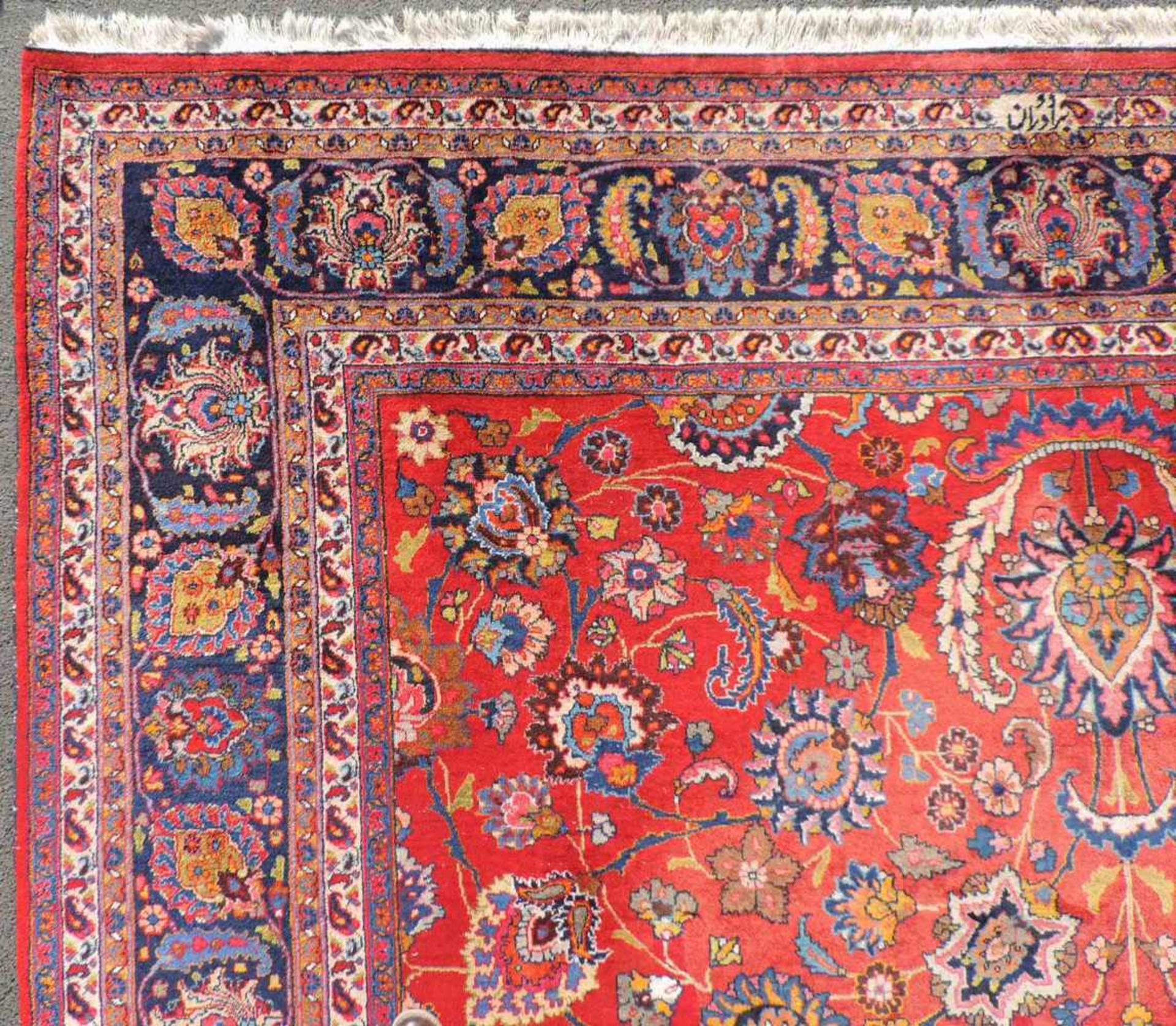 Mesched Perserteppich. Iran. Durchgemustert. 418 cm x 310 cm. Orientteppich. Handgeknüpft. Wolle auf - Bild 15 aus 16