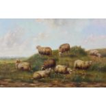 Arthur DE WAERHERT (1881 - 1944). 13 Schafe in weiter Sommerlandschaft. 60 cm x 90 cm. Gemälde. Öl