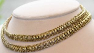 Zweireihiges Collier, Gelb- Gold 585. 29,5 Gramm. 39,5 cm lang. Necklace, yellow-gold 585. 29.5