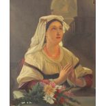 PORTAITIST (XIX). Andächtige. 58 cm x 47 cm. Gemälde, Öl auf Leinwand. PORTAITIST (XIX). Lady