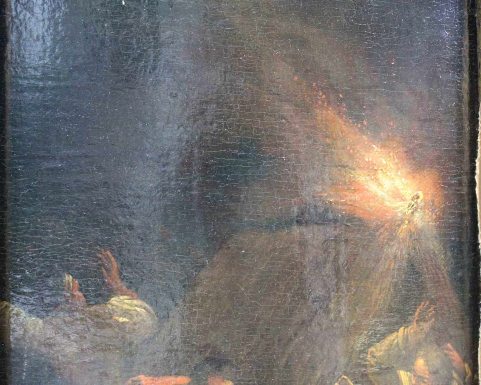 Johann Konrad SEEKATZ (Attrib.) (1719 - 1768). Feuer im Heu. Panik. 35 cm x 23 cm. Gemälde, Öl auf - Bild 4 aus 6