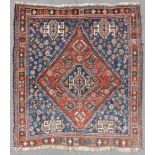 Kaschkai Perserteppich. Iran. Alt, um 1930. 127 cm x 118 cm. Orientteppich. Handgeknüpft. Wolle