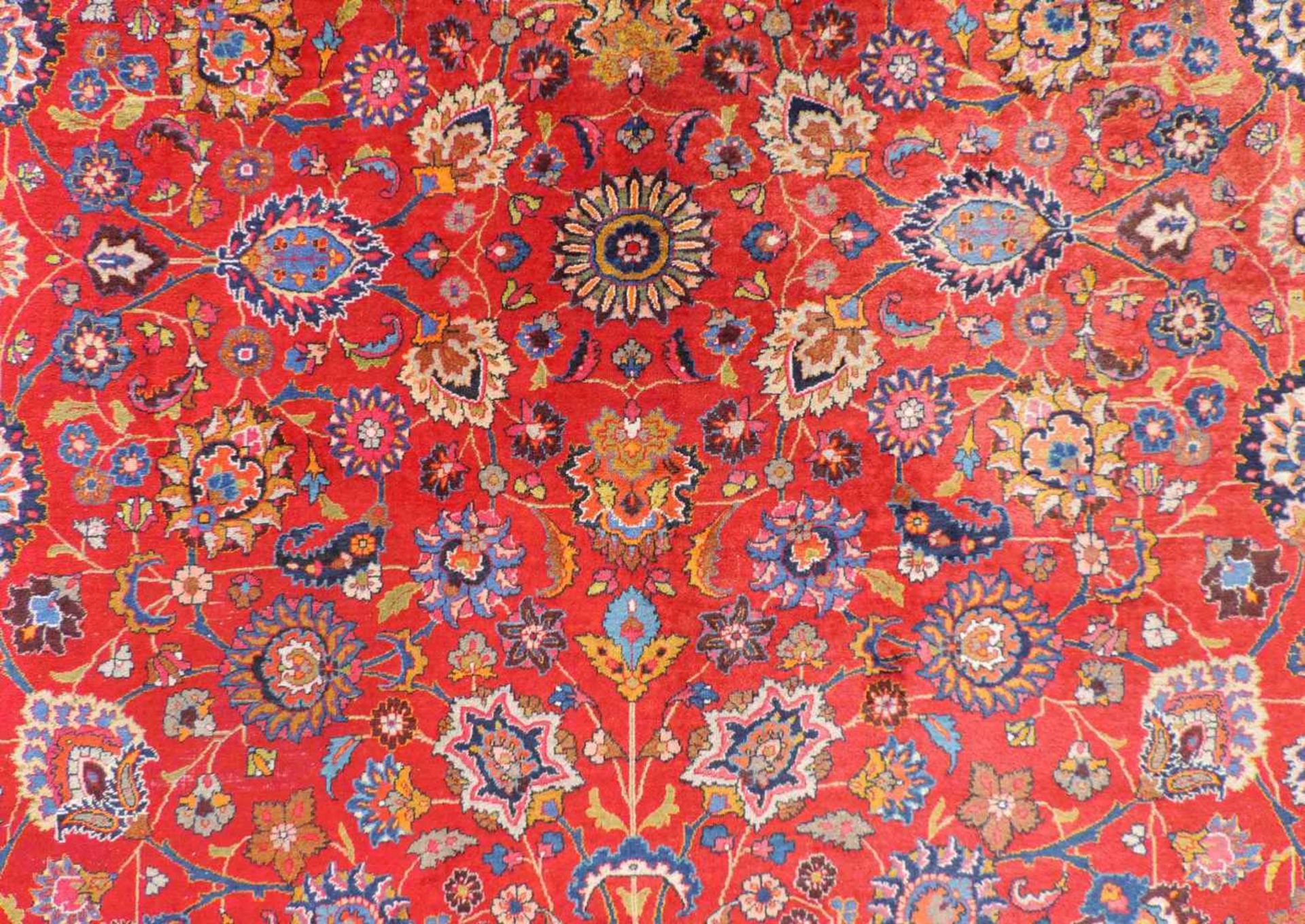Mesched Perserteppich. Iran. Durchgemustert. 418 cm x 310 cm. Orientteppich. Handgeknüpft. Wolle auf - Bild 13 aus 16