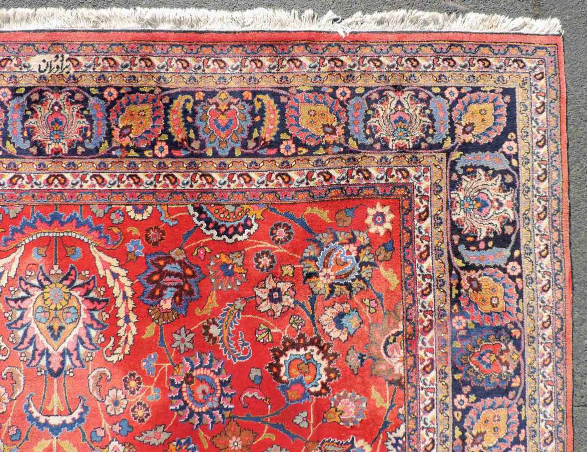 Mesched Perserteppich. Iran. Durchgemustert. 418 cm x 310 cm. Orientteppich. Handgeknüpft. Wolle auf - Bild 2 aus 16