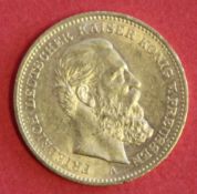 20 Mark 1888 A Preussen 20 Mark Goldmünze - Kaiser Friedrich III. Material: Gold. Gewicht: 7,96 g.