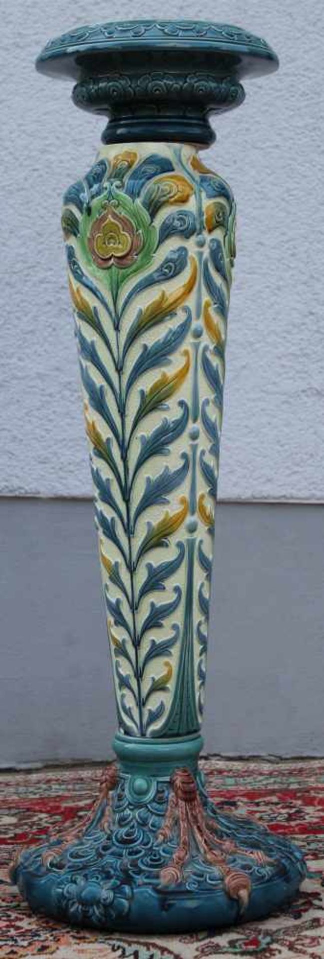 Leeds Art Pottery England 416. Arts & Crafts. 90 cm hoch. Blumensäule. Keramik. Leeds Art Pottery - Bild 2 aus 7