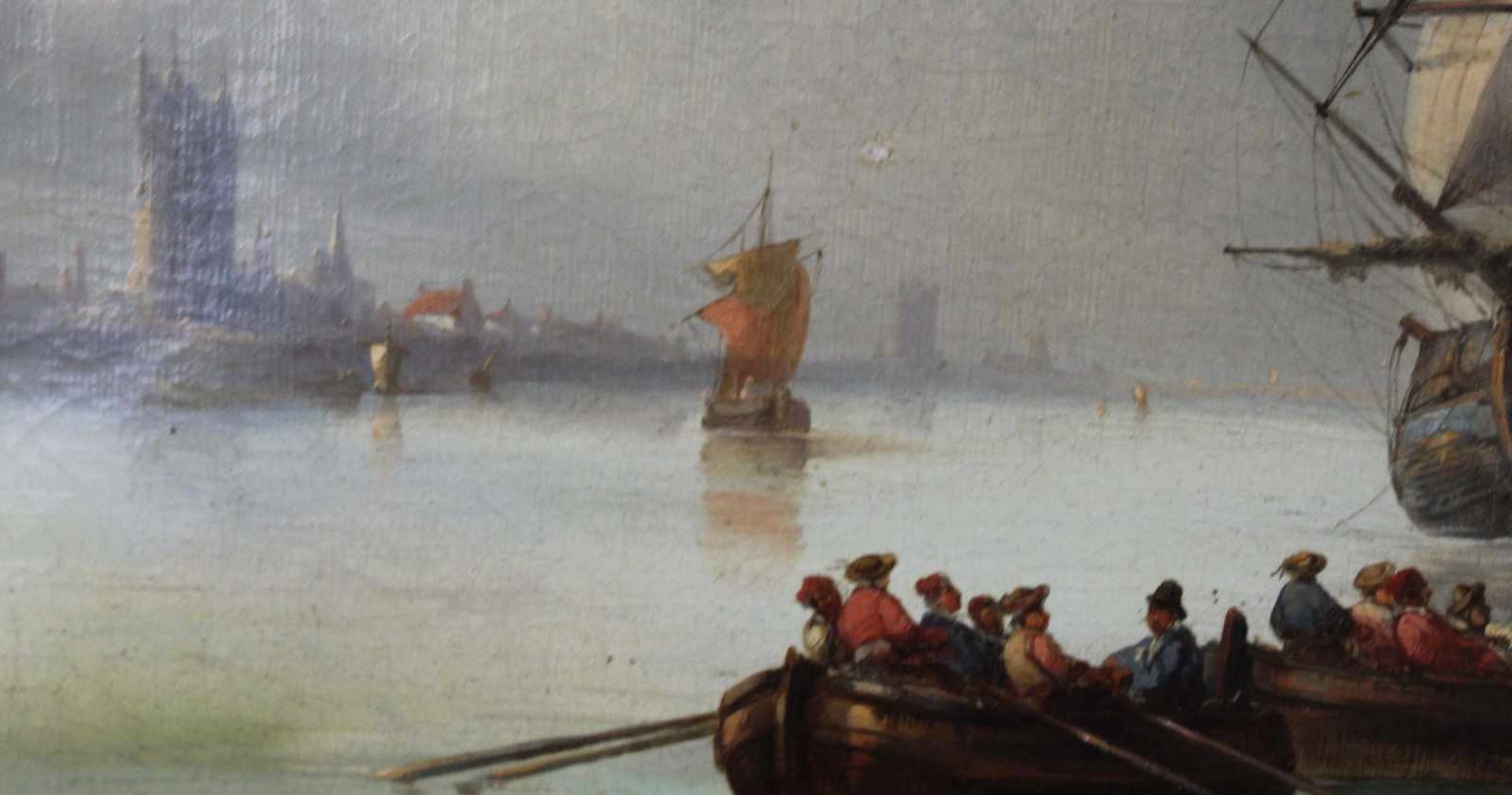 François Etienne MUSIN (1820 - 1888). Holländisch romantische Uferszene. 1846. 66 cm x 70 cm. - Bild 4 aus 7