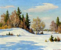 Boris Valentinovic SCERBAKOV (1916 - 1990). Frost und Sonne. 1983. 40 cm x 47 cm. Gemälde, Öl auf