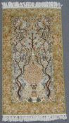 Kaschmir Meditationsteppich mit Seide. Indien. Sehr feine Knüpfung. 158 cm x 91 cm. Handgeknüpft.