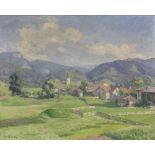 Jakob HAPP (1861 - 1936). "Unterwössen". 1929. 60 cm x 74 cm. Gemälde, Öl auf Leinwand. Links