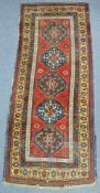 Gendje Galerie Teppich. Kaukasus. Antik um 1880. 270 cm x 116 cm. Orientteppich. Handgeknüpft. Wolle