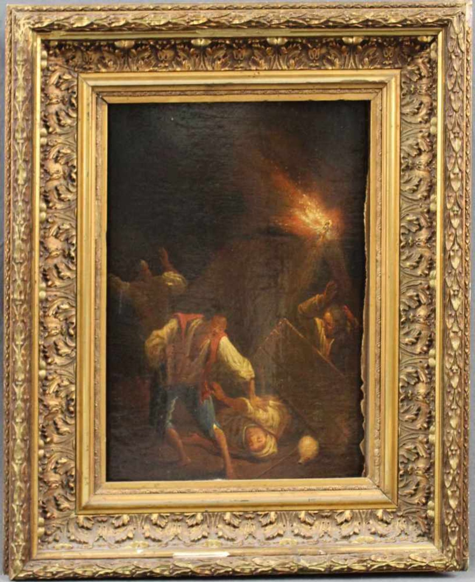 Johann Konrad SEEKATZ (Attrib.) (1719 - 1768). Feuer im Heu. Panik. 35 cm x 23 cm. Gemälde, Öl auf - Bild 2 aus 6
