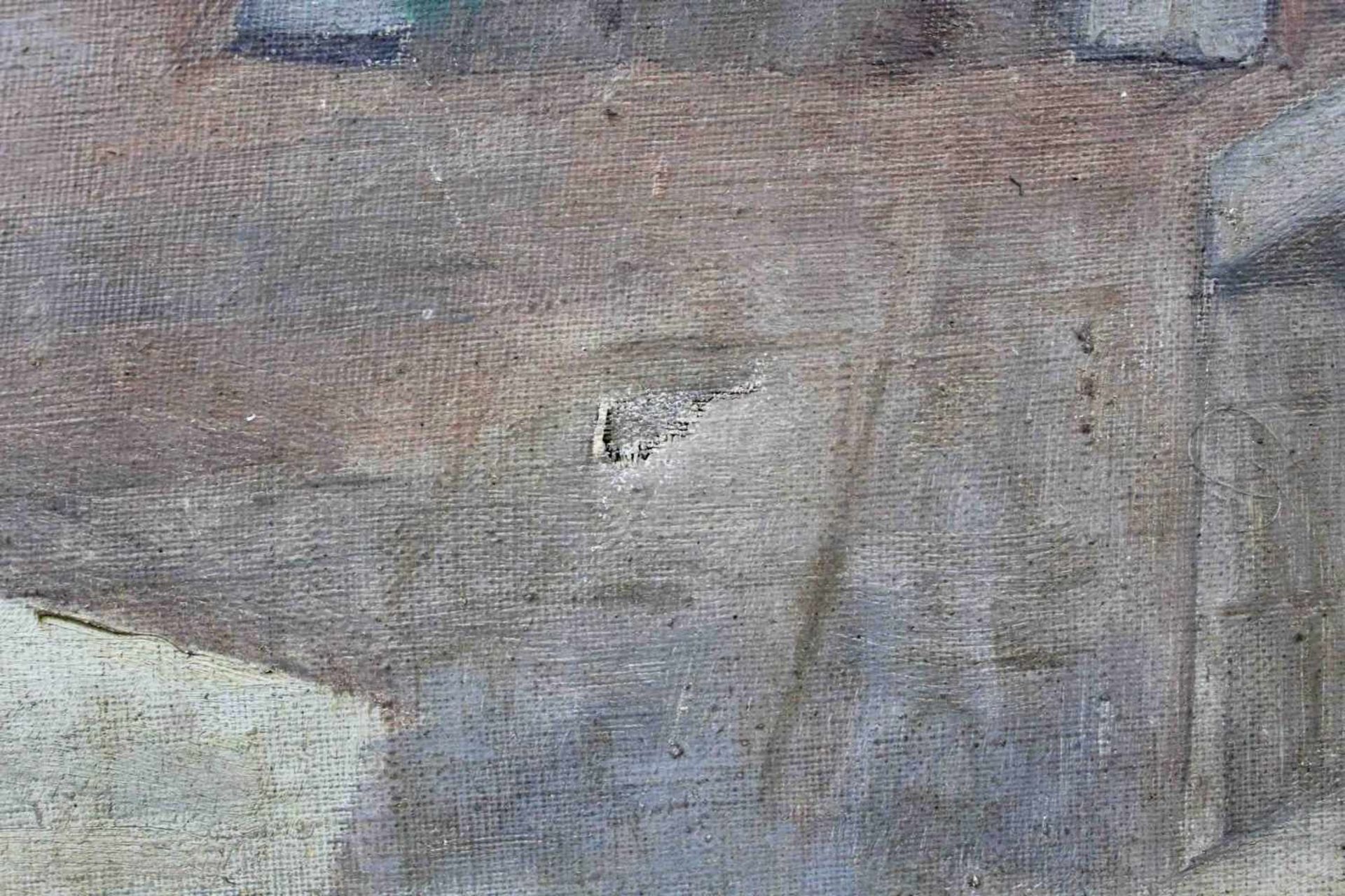 UNDEUTLICH SIGNIERT (XX). China. Palace gate. 1930. 34 cm x 35,5 cm. Gemälde, Öl auf Leinwand. Links - Bild 5 aus 6