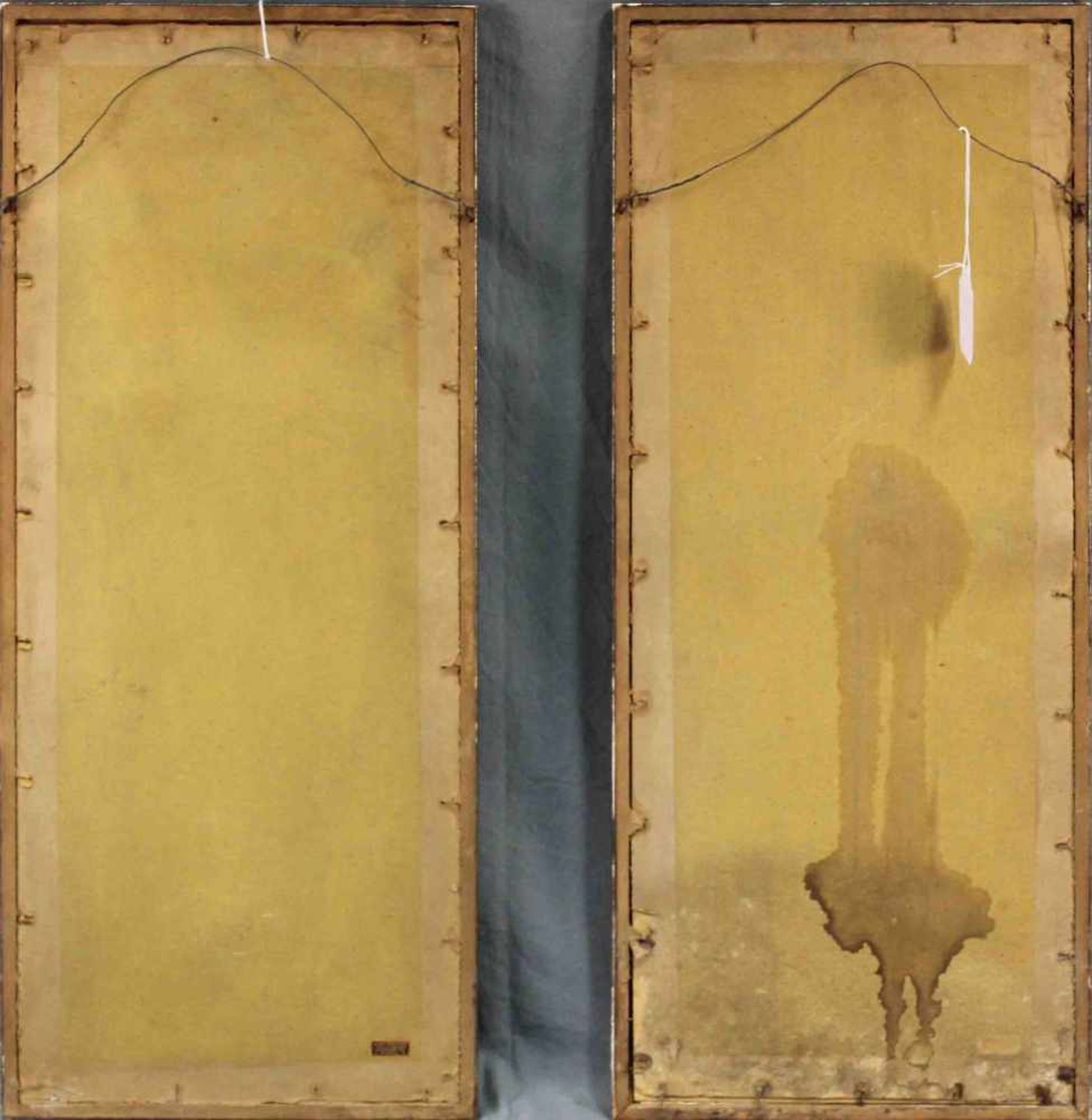 Paar Frauenportraits. Geishas. Malerei auf Seide. Wohl alt, um 1900. 82 cm x 35 cm. Pair of women - Bild 8 aus 8